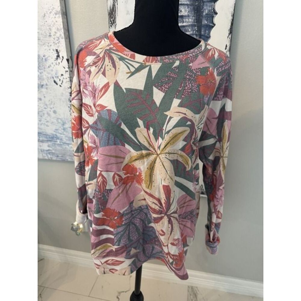 Sundry Tropical Floral Print Sweatshirt Pullover Size 2 US Medium